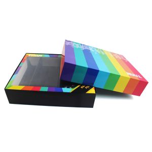 Holiday Rectangle Gift Packaging Cardboard Window Box With Custom Divider