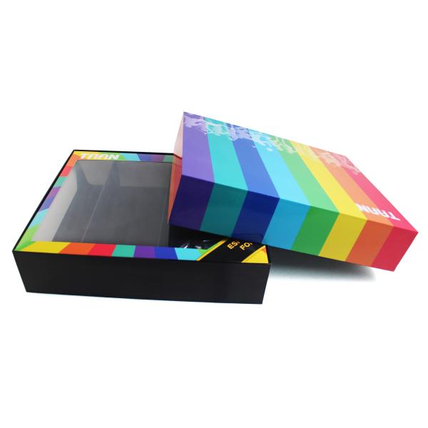 Holiday Rectangle Gift Packaging Cardboard Window Box With Custom Divider