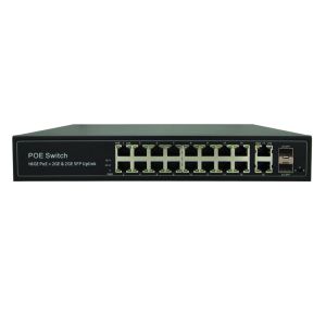 Latest POE-S2216GB 16x1000Mbps PoE + 4xGigabit Uplink IEEE802.3af/at PoE Switch (Built-in 300W Power Source)