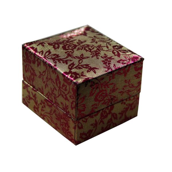 Brown Leather Ring Paper Keepsake Gift Boxes For Promotional With Black Frame