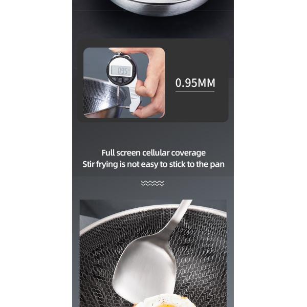 High Capacity Honeycomb Kitchen Frypan Non Stick Stainless Steel With Lid