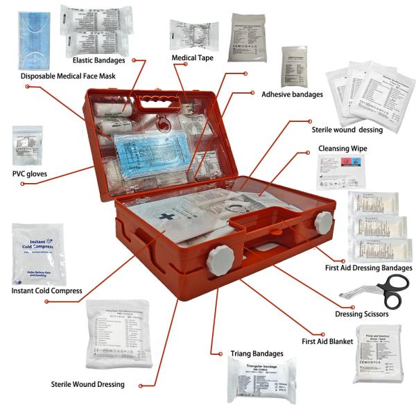 Workplace Plastic MDR DIN13157 Standard Medical First Aid Box Waterproof Portable Emergency Tactical Trauma First Aid Kit