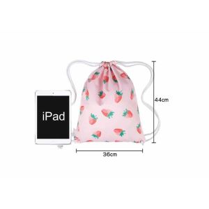 customized Pink digital full Printed Drawstring Backpack With Adjustable Straps
