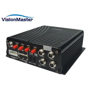Black 4 CH IP Camera GPS Mobile DVR DC 8 - 36V Graphical User Interface With 4G