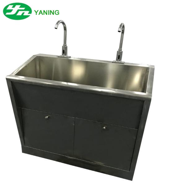 Buy Stainless Steel Double Hand Wash Sink With Water Heating Device Sensor Station at wholesale prices