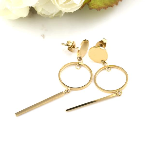 Buy Stainless Steel Jewelry Fashion Personalized Women Long Drop Earrings, 18K Pated Stud Earring at wholesale prices