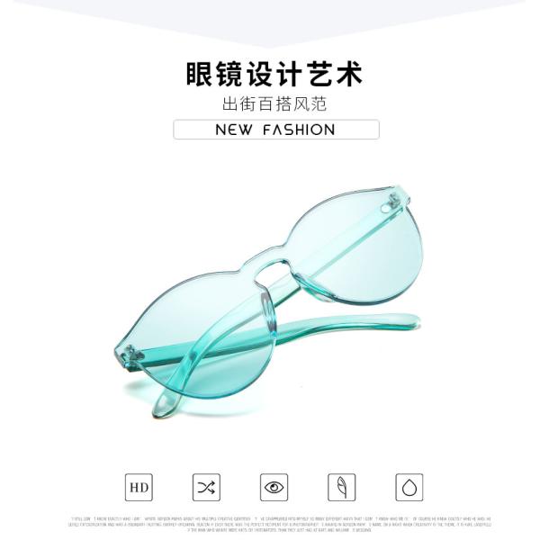 Colorful One Piece Lens Transparent Round Retro Hot Sale Sunglasses