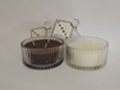 Buy Large decor glass scented  candle with decor lid, printed hang card at wholesale prices