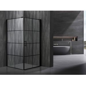 Stylish Square Shower Enclosures With Printing Glass And Black Frame
