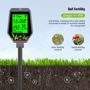 YIERYI 6 in 1 PH / EC / Moisture / Sunlight / Air Humidity Digital Soil Analyzer