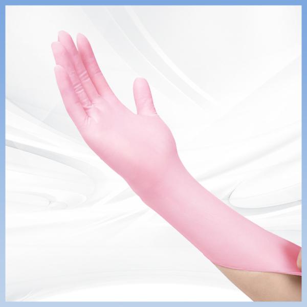 Buy Soft Fitting Pink Disposable Synthetic Nitrile Gloves Anti - Static at wholesale prices