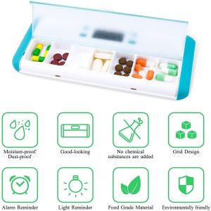 electronic dispenser ma cb pill case timer Automatic Pill Dispenser with LED