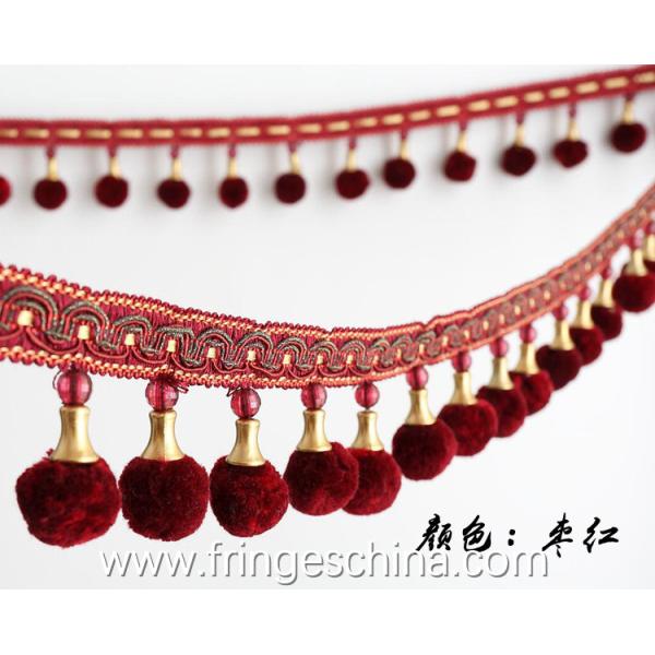 Machine producing OEM wholesale beautiful trimmings beaded pom pom fringes