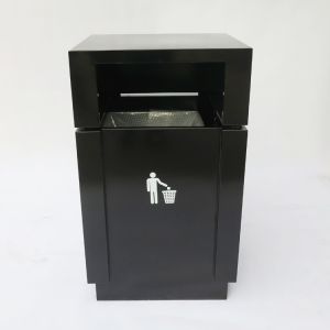 Square 15gal Single Steel Outdoor Trash Can With Logo