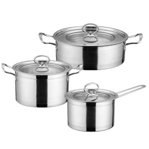 Amazon Multifunctional Kitchen Cookware Silver Cooking Pot Set Stainless Steel