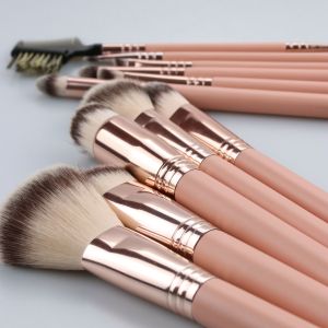 11pcs Premium Private Vegan Cosmetic Brush Custom Pink Double Headed
