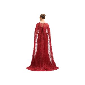 Big Red Embroidery Lace Arabic Maxi Wedding Bridesmaid Dresses Floor Length