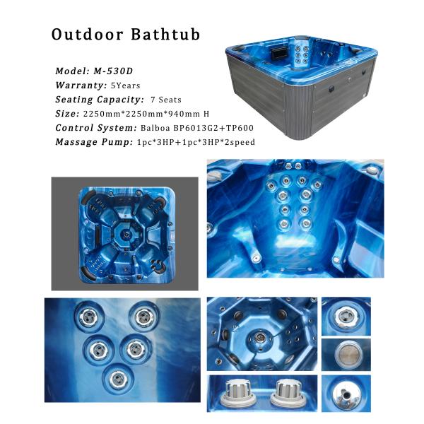 7 Seats Massage Bathtub Balboa System 55 Air Jets Hot Tub For Family