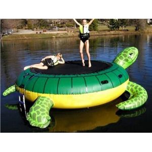 Quality Events Green Outdoor Inflatable Water Trampoline Logo Printing for sale