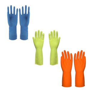 Quality Yellow Spray Flocklined 30cm Household Cleaning Gloves for sale