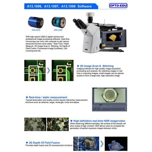 OPTO EDU A13.1096 Inverted Metallurgical Microscope Research Level