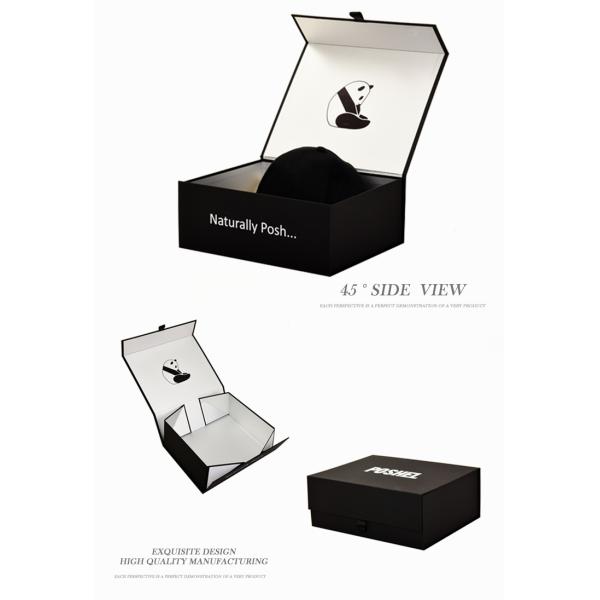 Custom Black Printed Rigid Magnet Cardboard Baseball Hat Packaging Box