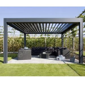 China Modern Aluminum Gazebo With Louvered Roof , Metal Pergola With Louvers on sale