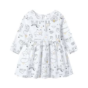 Spring Children's Clothing Girls Long Sleeve Dress Print Princess Dress