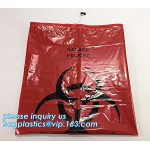Drawstring medical biohazard waste disposal supplies LDPE plastic autoclave bags