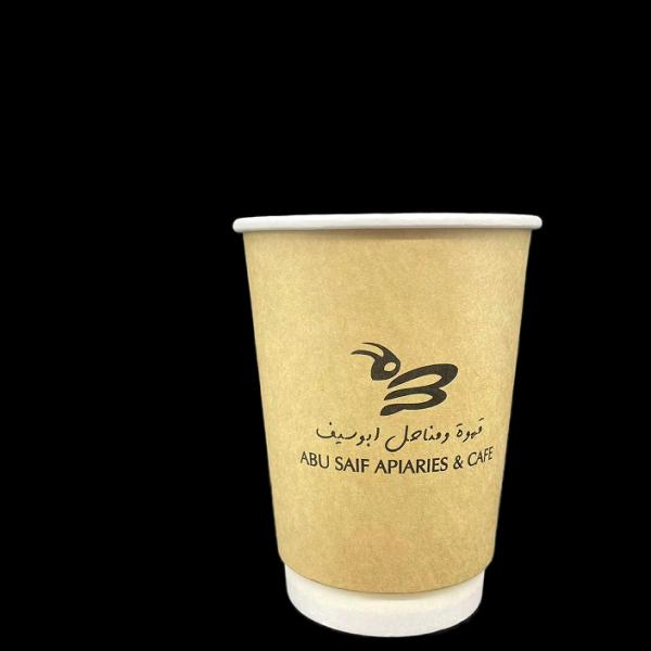 12oz Disposable Cardboard Cups Double Wall Paper Coffee Cups With Lids