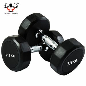 Dodecagon Round Rubber Dumbbells , Gym Equipment Dumbbells Little Smell