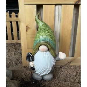Custom Gnome Magnesium Oxide Garden Statue Rustproof With Green Dots Hat