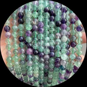 Natural Gemstone With Round Cut Moonstone Fluorite Ocean Jasper Loose Strands
