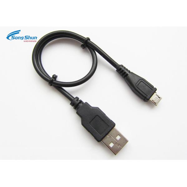 Black PVC USB Extension Cable Micro Charging Pass 2A Bare Copper Conductor
