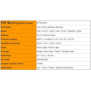 Stainless Steel Inch Clutch Release Bearing 48TKB3201 with Release Bush