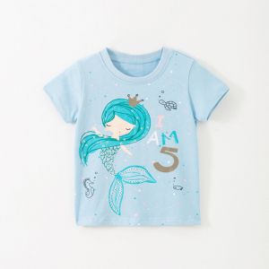 China 1.1M 43.3IN Girl Children'S Sports Shirts White Half Sleeve Top Navy Blue Oem on sale