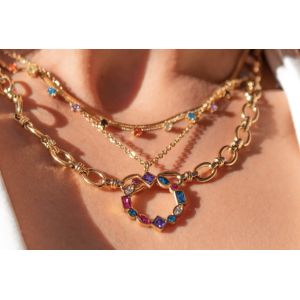 45cm Snake Bone Chain Necklace Colorful Rhinestone Tassel Pendant Necklace