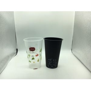 500ml disposable PP Plastic Cup with lids , Printed Plastic Cups