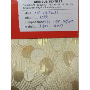 Jacquard woven fabric with metallic