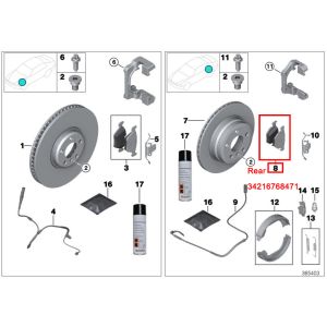 For Rolls Royce Phantom Coupe RR3 2007-2016 Rear Brake Pads OEM 34216768471