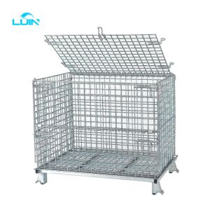 Collapsible / Folding Welded European Metal Steel Wire Mesh Pallet Cage
