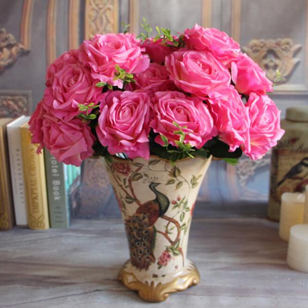 UVG FLRS46-2 Flowers Artificial Wedding Decoration Centerpieces Red Velvet Rose Flower