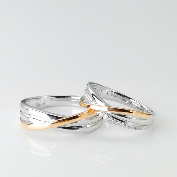 Buy Double Color Lines Design 18k Gold 10g Anniversary Couple Rings at wholesale prices