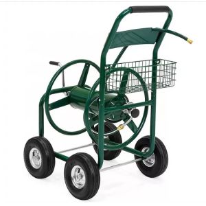 Metal Garden Water Hose Reel Cart Compact Weather Resistant Long Lasting