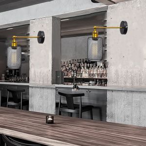 Vintage Iron net Wall Lamp Black metal cage Wall Lights Bedroom bedside lamp（WH