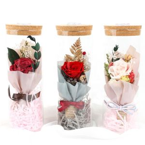 Decorative Preserved Rose Flower Wishing Bottle Customized Color With Long Life