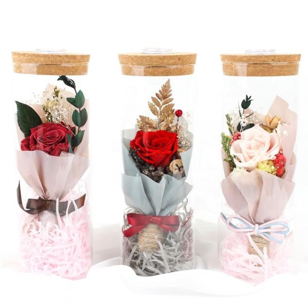 Decorative Preserved Rose Flower Wishing Bottle Customized Color With Long Life