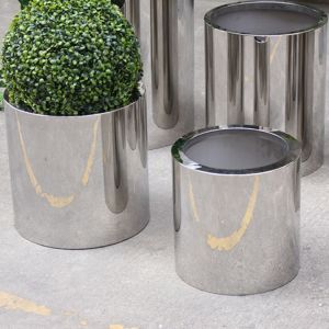Stainless steel round planter flower pot with mirror finishing