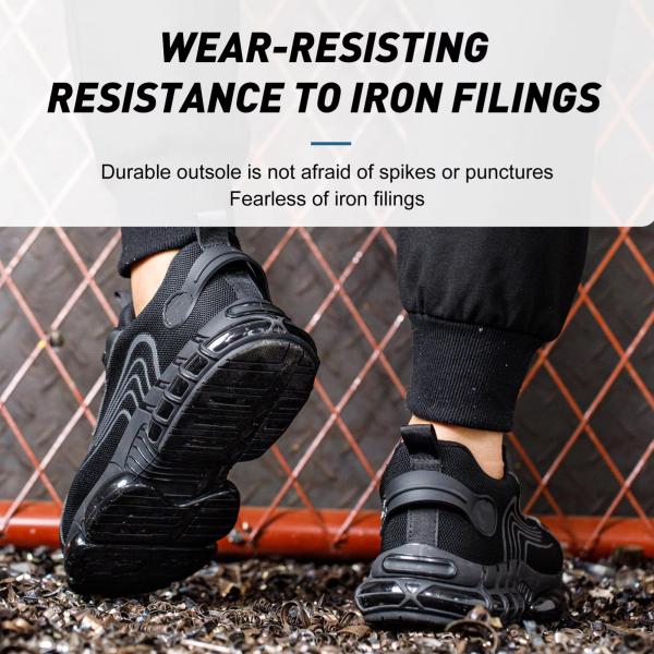 Air-cushioned Sole Black Microfiber Safety Shoes For Industrial Safety