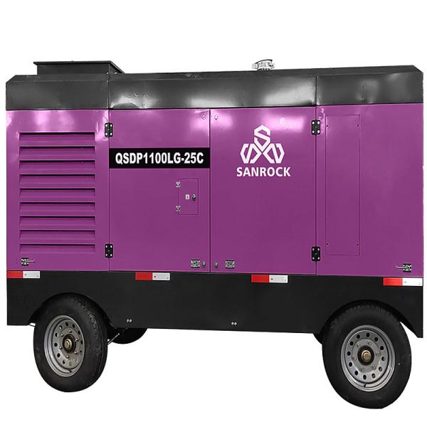 Buy Low Noise Cummins Engine 25bar Portable Diesel Screw Air Compressor for Mining at wholesale prices